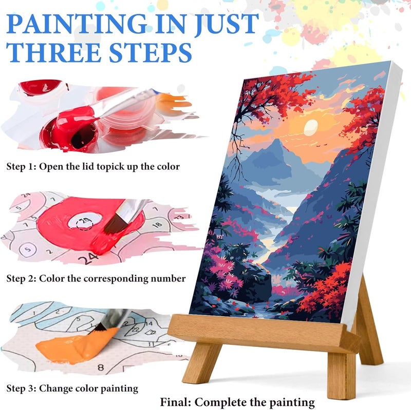 PRASIO Paint by Numbers Kit for Adults Beginner, Landscape Adult Paint by Number Kits on Canvas, DIY Acrylic Watercolor Oil Paint by Number for Adults for Home Decor Gift 16x20 Inch - Image 4